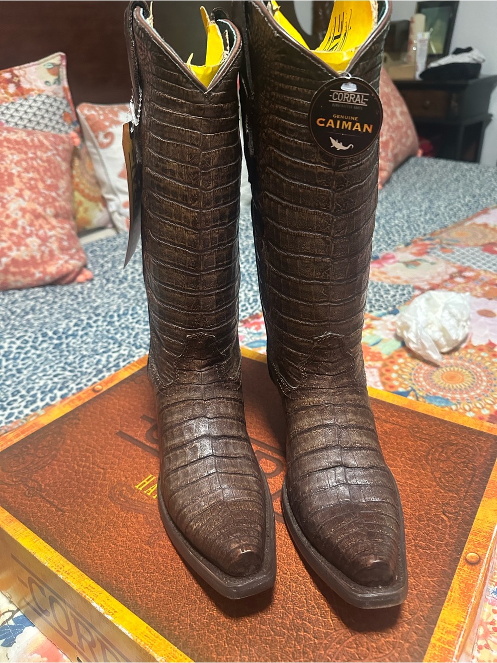 Corral Limited edition Brown full caiman lHandcrafted women boots - Picture 2 of 9